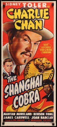 1z921 SHANGHAI COBRA Aust daybill 1945 Sidney Toler as Charlie Chan, Mantan Moreland, ultra-rare!