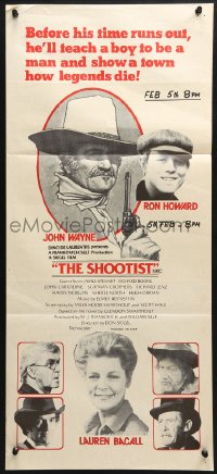 1z924 SHOOTIST Aust daybill 1976 Richard Amsel artwork of cowboy John Wayne + cast images!