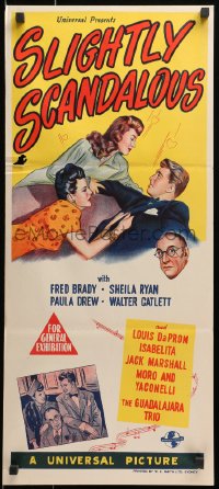 1z928 SLIGHTLY SCANDALOUS Aust daybill 1946 Fred Brady is torn between Sheila Ryan & Paula Drew!