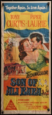 1z935 SON OF ALI BABA Aust daybill 1952 hand litho art of Tony Curtis & sexy Piper Laurie!