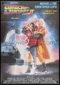 1z273 BACK TO THE FUTURE II German 33x47 1989 art of Michael J. Fox & Christopher Lloyd by Struzan!