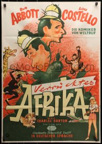1z331 AFRICA SCREAMS German 1950 Bud Abbott & Lou Costello surrounded by natives & animals, rare!