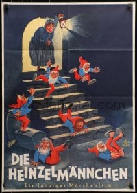 1z488 SHOEMAKER & THE ELVES German 1956 German fantasy, artwork of many elves falling down stairs!
