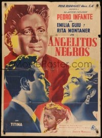 1z136 ANGELITOS NEGROS Mexican poster 1948 Little Black Angels, Mexican I Passed for White!