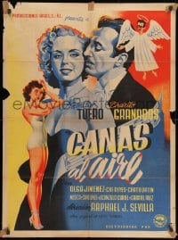 1z138 CANAS AL AIRE Mexican poster 1949 art of Emilio Tuero w/angel on shoulder romancing sexy girl