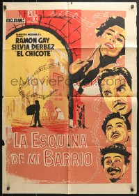 1z149 LA ESQUINA DE MI BARRIO export Mexican poster 1957 Ramon Gay, Silvia Derbez, cool musical artwork!