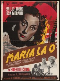 1z157 MARIA LA O Mexican poster 1948 Adolfo Fernandez Bustamante, close-up art of Issa Morante!