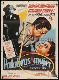 1z162 PALABRAS DE MUJER Mexican poster 1946 art of Ramon Armengod & pretty Virginia Serret!