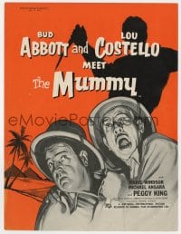 1z042 ABBOTT & COSTELLO MEET THE MUMMY English trade ad 1955 art of Bud & Lou w/monster silhouette!