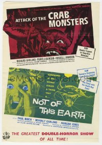 1z044 ATTACK OF THE CRAB MONSTERS/NOT OF THIS EARTH English trade ad 1957 greatest double-horror show!