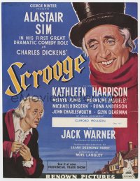 1z048 CHRISTMAS CAROL English trade ad 1951 Charles Dickens, art of Alastair Sim as Scrooge!