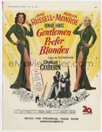 1z052 GENTLEMEN PREFER BLONDES English trade ad 1953 art of super sexy Marilyn Monroe & Jane Russell!
