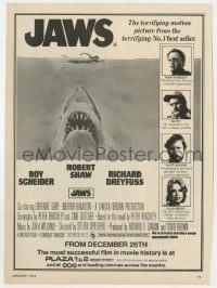 1z056 JAWS English trade ad 1976 Steven Spielberg, cool different art of bloody title!