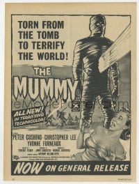 1z058 MUMMY English trade ad 1959 Hammer horror, art of Christopher Lee as the bandaged monster!