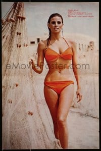 1z026 RAQUEL WELCH 2pg English trade ad 1972 in bikini, coming in Fuzz, Kansas City Bomber & Bluebeard!
