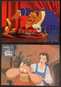 1z540 BEAUTY & THE BEAST 4 foil German LCs 1992 Walt Disney cartoon classic, cool art of cast!