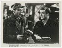 2a404 HELL IS SOLD OUT 7.75x10 still 1951 c/u of Richard Attenborough & Herbert Lom with books!