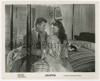 2a506 JULIETTA 8x10 still 1953 close up of Jean Marais & pretty Jeanne Moreau sitting on bed!