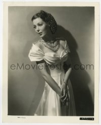2a559 LORETTA YOUNG 8.25x10.25 still 1930s full-length in beautiful gown, jewels & hair net!