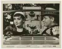 2a768 SABRINA 8x10.25 still 1954 c/u of Audrey Hepburn in car with William Holden, Billy Wilder