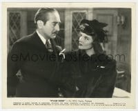2a834 STAGE DOOR 8x10 still 1937 great close up of Katharine Hepburn in fur coat w/ Adolphe Menjou!