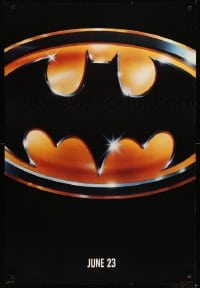 2b620 BATMAN teaser 1sh 1989 directed by Tim Burton, Nicholson, Keaton, cool image of Bat logo!