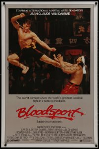 2b646 BLOODSPORT 1sh 1988 cool image of Jean Claude Van Damme kicking Bolo Yeung in his huge pecs!