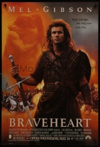 2b649 BRAVEHEART advance DS 1sh 1995 cool image of Mel Gibson as William Wallace!