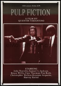 2b570 PULP FICTION 25x36 commercial poster 1990s John Travolta and Samuel L. Jackson with guns!