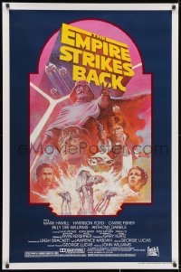 2b694 EMPIRE STRIKES BACK studio style 1sh R1982 George Lucas sci-fi classic, cool artwork by Tom Jung!