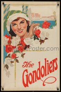 2b308 GONDOLIERS stage play English double crown 1910s cool art of pretty woman!