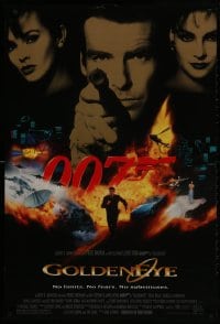 2b720 GOLDENEYE DS 1sh 1995 cast image of Pierce Brosnan as Bond, Isabella Scorupco, Famke Janssen!