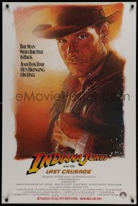 2b761 INDIANA JONES & THE LAST CRUSADE advance 1sh 1989 Struzan art of Harrison Ford!