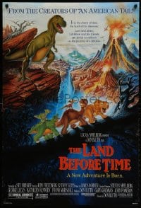 2b793 LAND BEFORE TIME DS 1sh 1988 Steven Spielberg, George Lucas, Don Bluth, dinosaur cartoon!