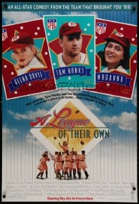 2b799 LEAGUE OF THEIR OWN advance DS 1sh 1992 Tom Hanks, Madonna, Geena Davis, women's baseball!