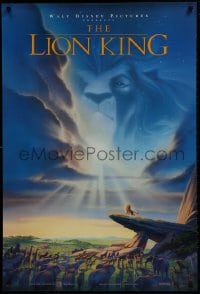 2b808 LION KING DS 1sh 1994 Disney Africa, John Alvin art of Simba on Pride Rock with Mufasa in sky