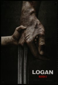 2b810 LOGAN style A revised teaser DS 1sh 2017 Jackman in the title role as Wolverine, claws out!