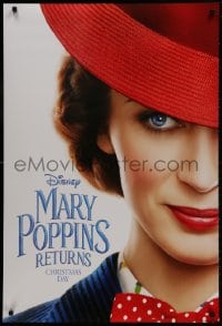 2b824 MARY POPPINS RETURNS teaser DS 1sh 2018 Disney sequel, close-up of Emily Blunt in title role!