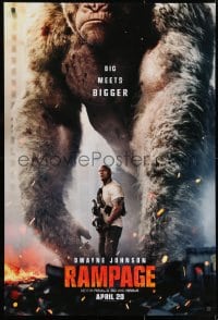 2b879 RAMPAGE teaser DS 1sh 2018 Dwayne Johnson with ape, big meets bigger, based on the video game!