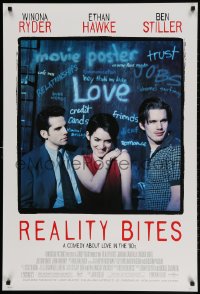 2b882 REALITY BITES 1sh 1994 Winona Ryder, Ben Stiller, Ethan Hawke, comedy about love in the '90s!