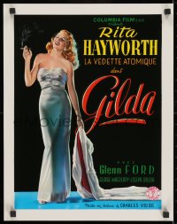 2b499 GILDA 15x20 REPRO poster 1990s sexy smoking Rita Hayworth full-length in sheath dress