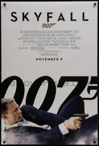 2b909 SKYFALL advance DS 1sh 2012 Daniel Craig as James Bond shooting gun, Adele, rare!