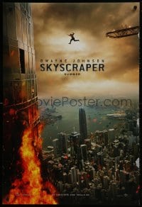 2b912 SKYSCRAPER teaser DS 1sh 2018 Dwayne The Rock Johnson perilously jumping off of crane!