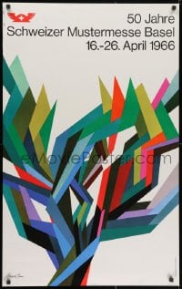 2b362 50 JAHRE SCHWEIZER MUSTERMESSE 25x40 Swiss special poster 1966 art of a tree by Donald Brun!