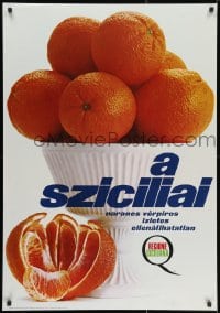 2b168 A SZICILIAI 28x40 Italian advertising poster 1960s great image of many oranges!
