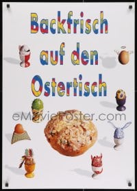 2b367 BACKFRISCH AUF DEN OSTERTISCH 23x33 German special poster 1990swild Easter eggs and a pastry!