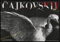 2b280 CAJKOVSKIJ silkscreen 27x39 Czech stage poster 1994 Tchaikovsky, art of a swan by Zdenek Ziegler!