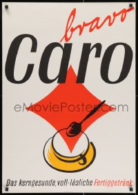 2b171 CARO 23x33 Austrian advertising poster 1960s Caro always tastes good, Walter Muller cup art!