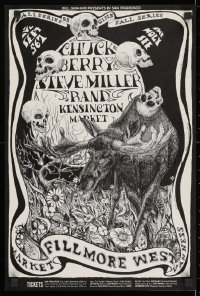 2b048 CHUCK BERRY/STEVE MILLER BAND/KENSINGTON MARKET 14x21 music poster 1968 artwork by Conklin!