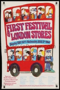 2b395 FIRST FESTIVAL OF LONDON STORES 21x31 English special poster 1968 double decker bus!